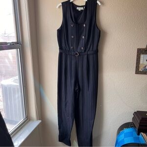 Ann Taylor Navy Pinstripe Jumpsuit